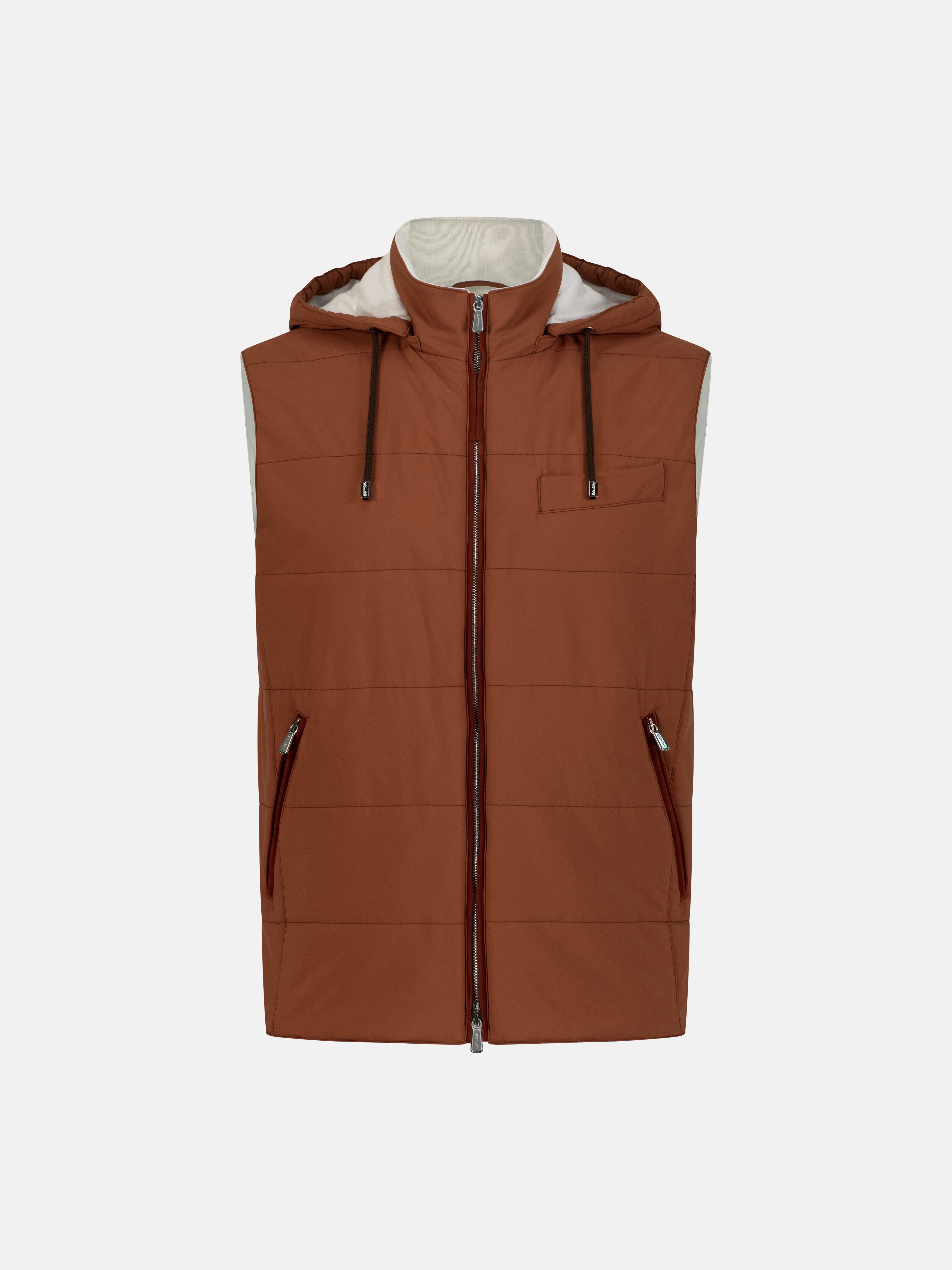 Nylon Hooded Vest - Brick