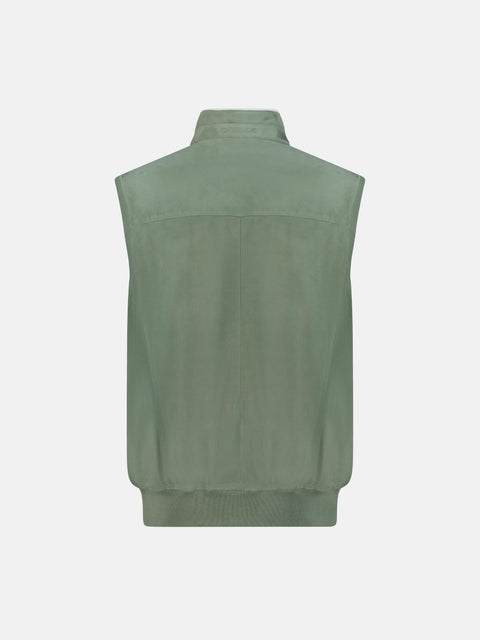 Suede Zip Vest – Verde Salvia