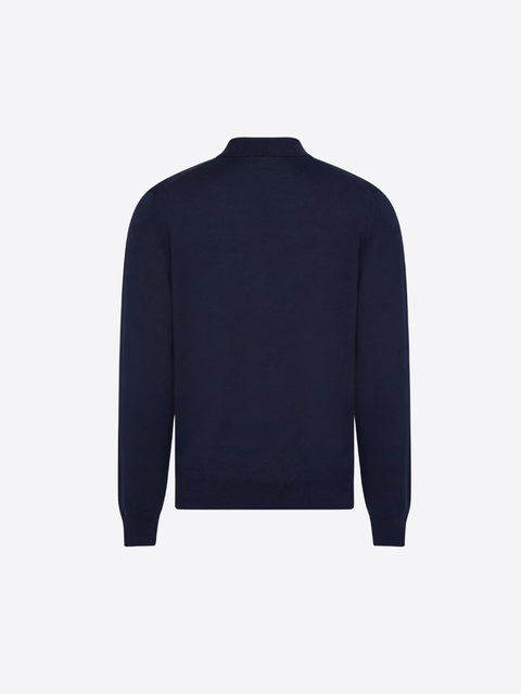 Pure Wool Knitted Polo – Navy