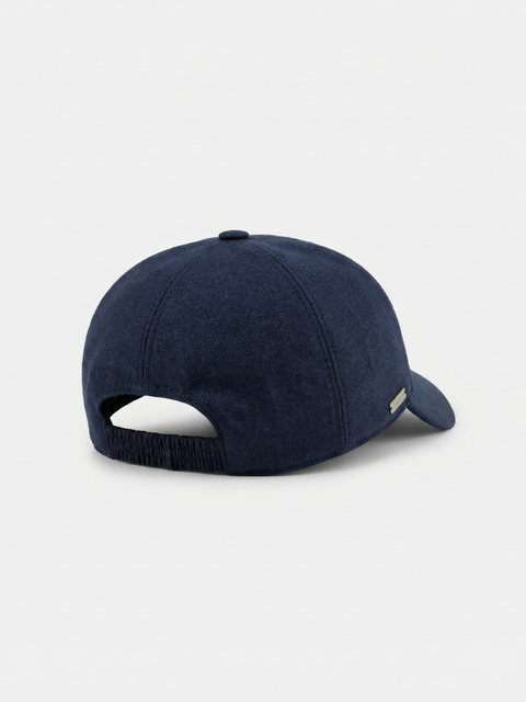 Virgin Wool, Silk & Linen Baseball Cap - Blue