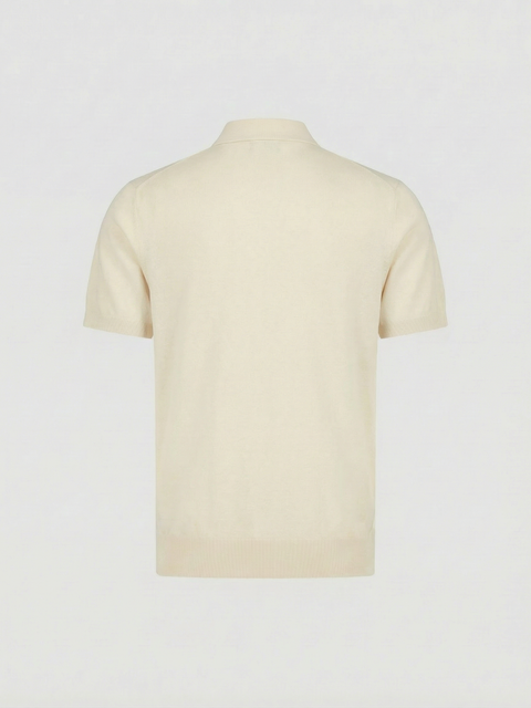 Knitted Cotton Polo with Buttons –Ivory
