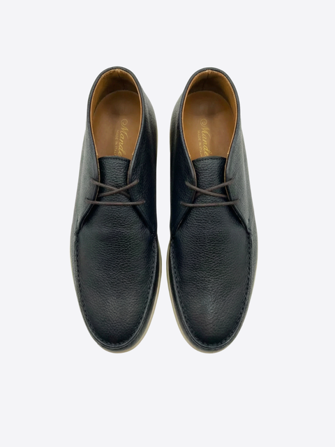 Grained Leather Lace-Up Shoes – Black