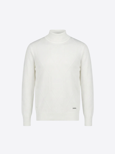 Knitted High-Neck Sweater in Pure Wool – Ivory
