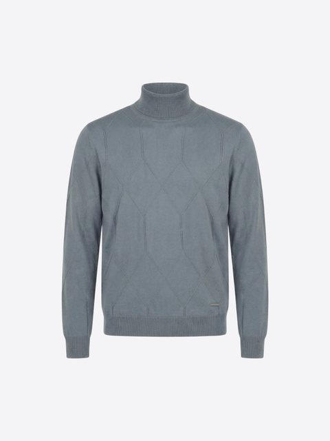 Knitted High-Neck Sweater in Pure Wool – Deep Grey