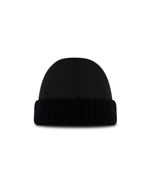 Technical Fabric Cap with Knit Trim – Black