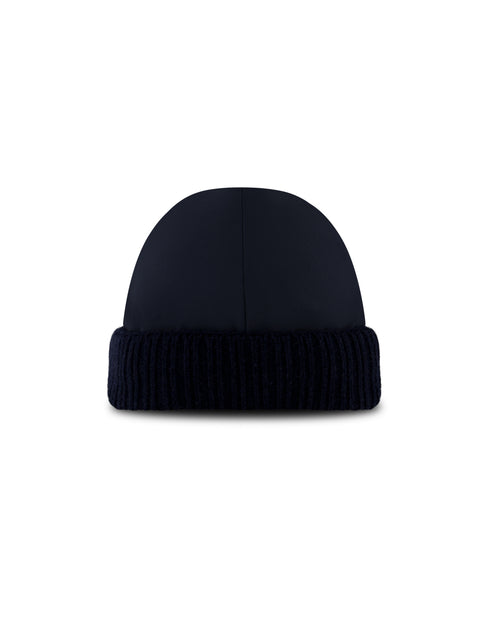 Technical Fabric Cap with Knit Trim – Navy Blue