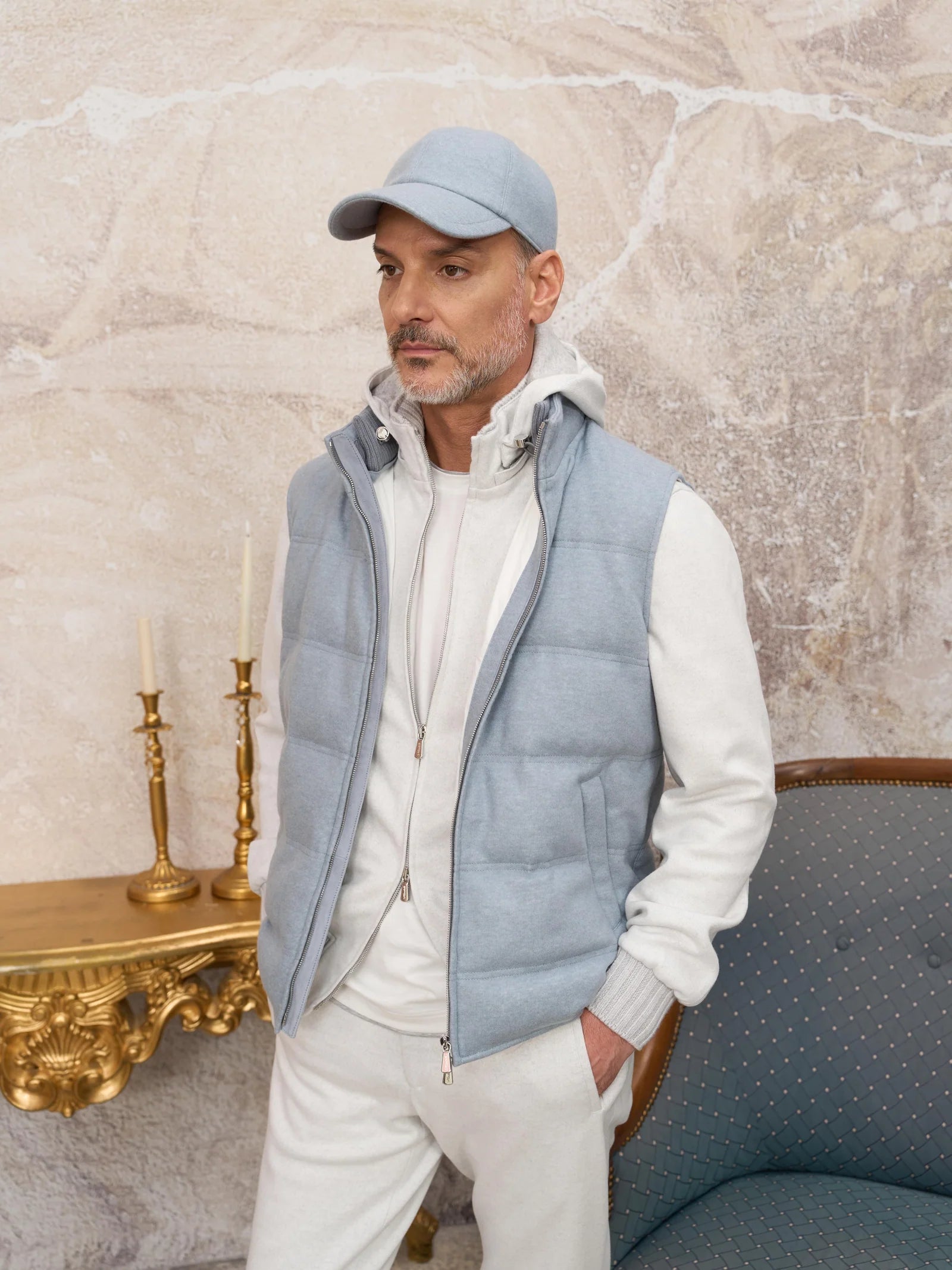 Cashmere Baseball Cap – Light Blue