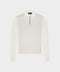 Zip Polo in Wool and Silk with Nubuck Crocodile Leather Details – Ivory