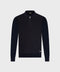 Zip Polo in Wool and Silk with Nubuck Crocodile Leather Details – Navy Blue
