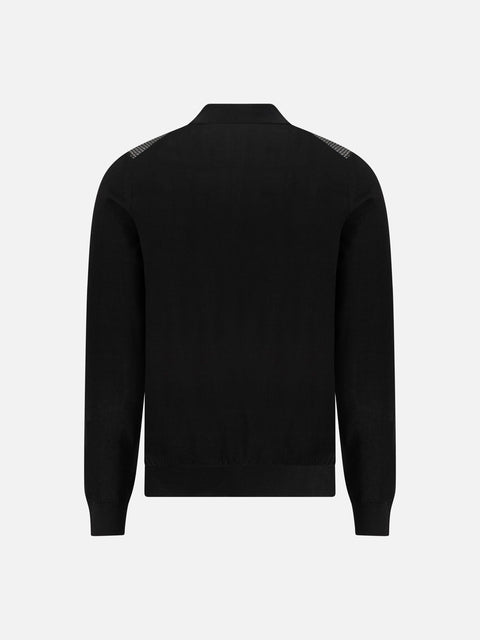 Virgin Wool Zip Polo - Nero