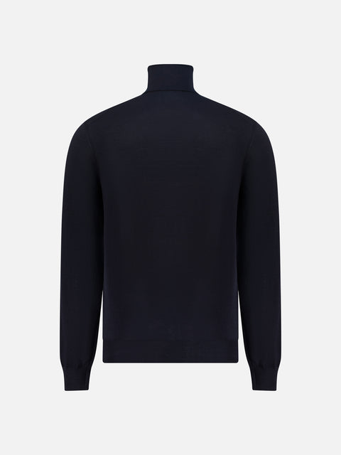 Turtleneck Sweater in Pure Wool – Navy blue
