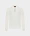 Zip polo collar with crocodile leather detailing – Ivory