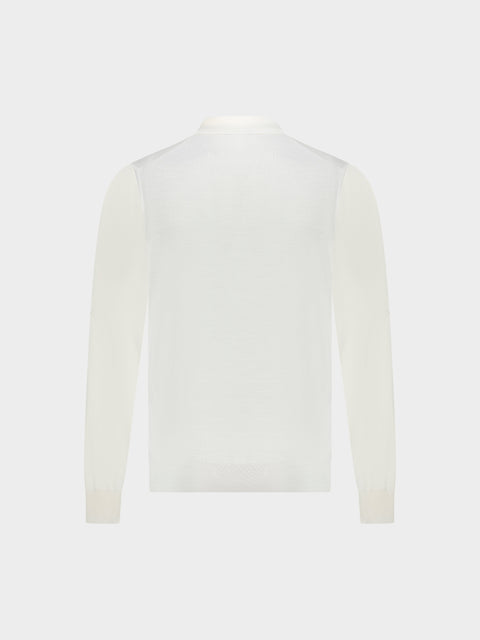 Zip polo collar with crocodile leather detailing – Ivory