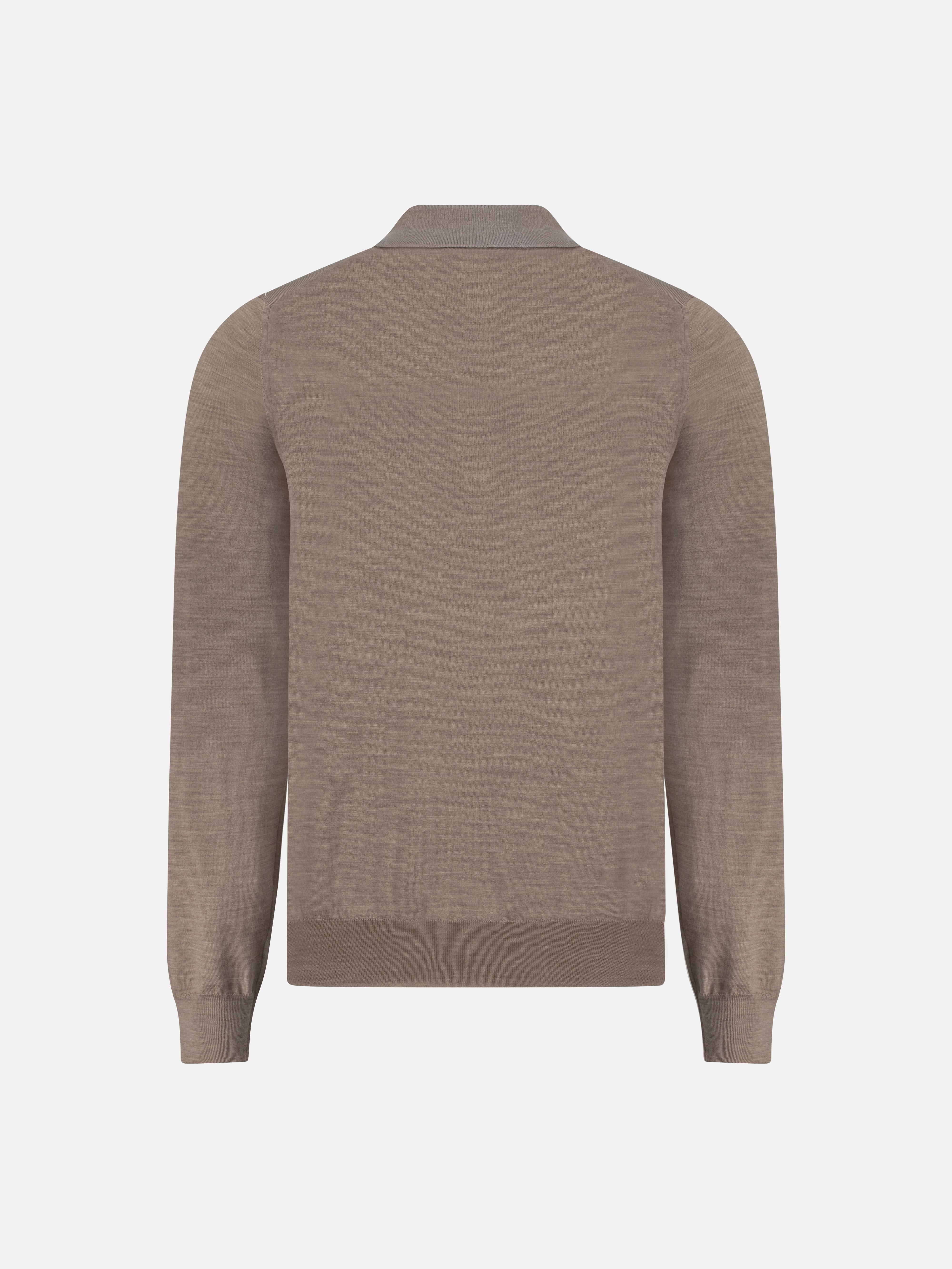 Virgin Wool Zip Polo - Taupe