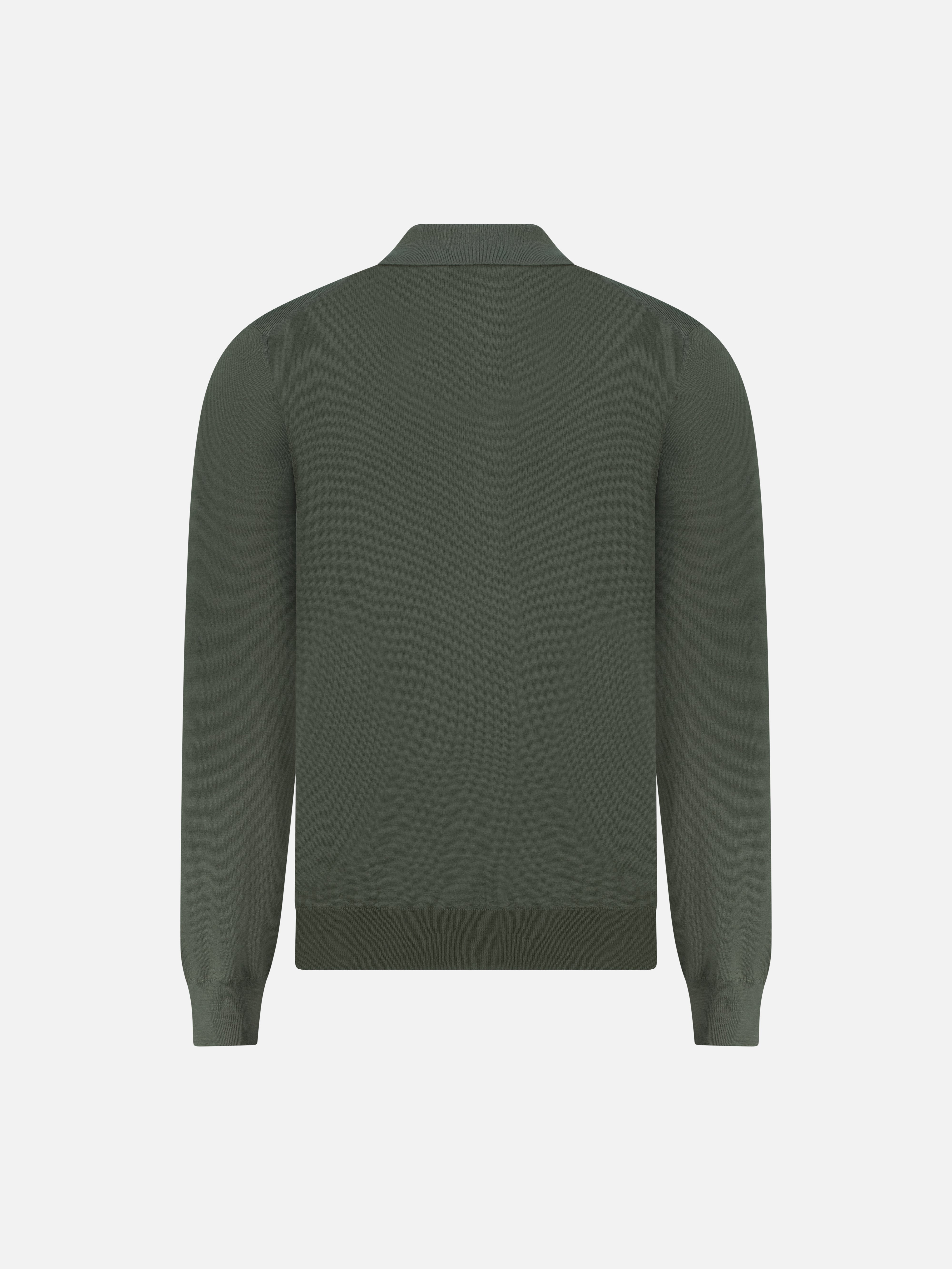 Virgin Wool Zip Polo - Verde