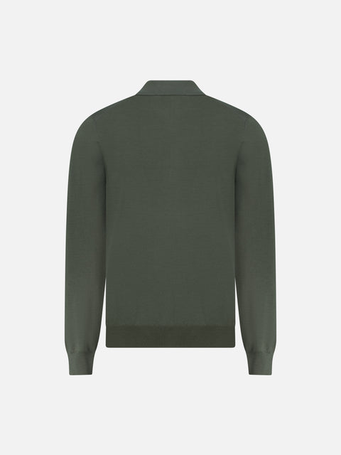 Virgin Wool Zip Polo - Verde
