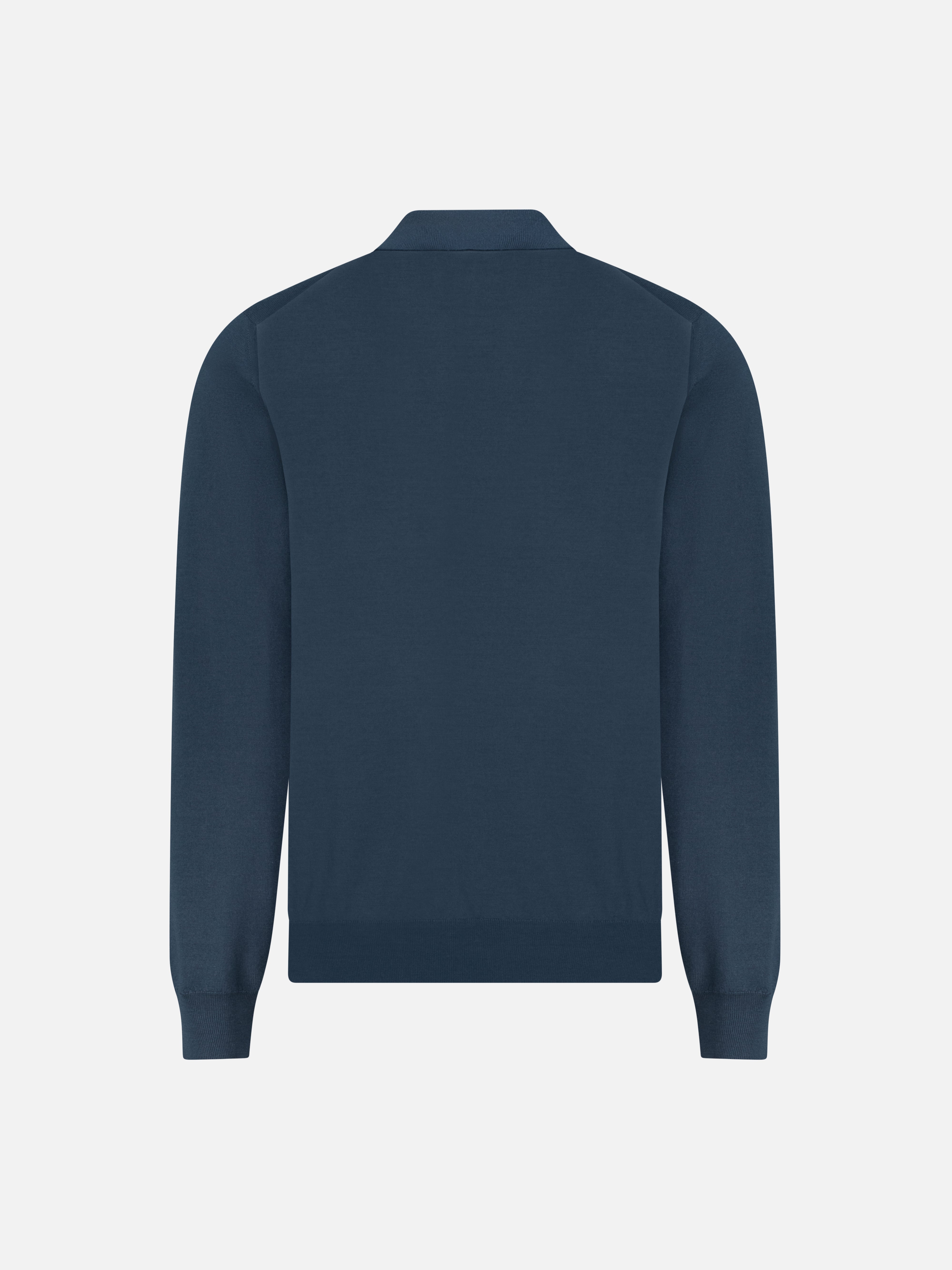 Virgin Wool Zip Polo - Azzuro