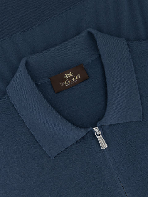 Virgin Wool Zip Polo - Asphalt