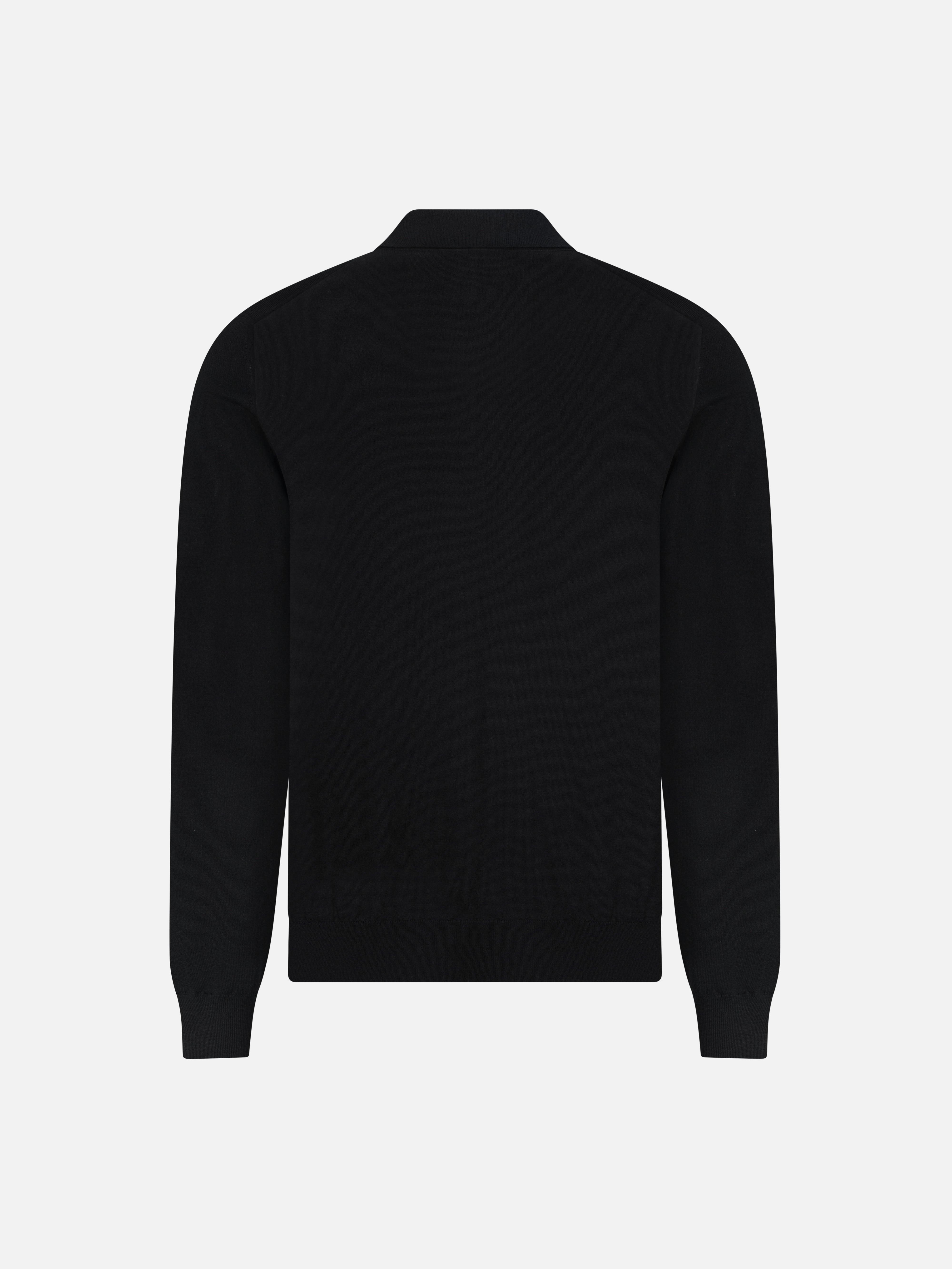 Virgin Wool Zip Polo - Nero
