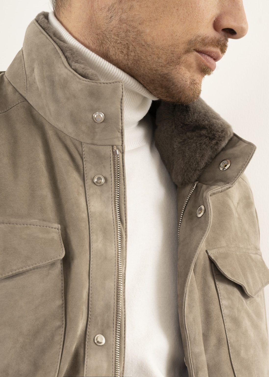 Capra Suede 3/4 Jacket – Taupe