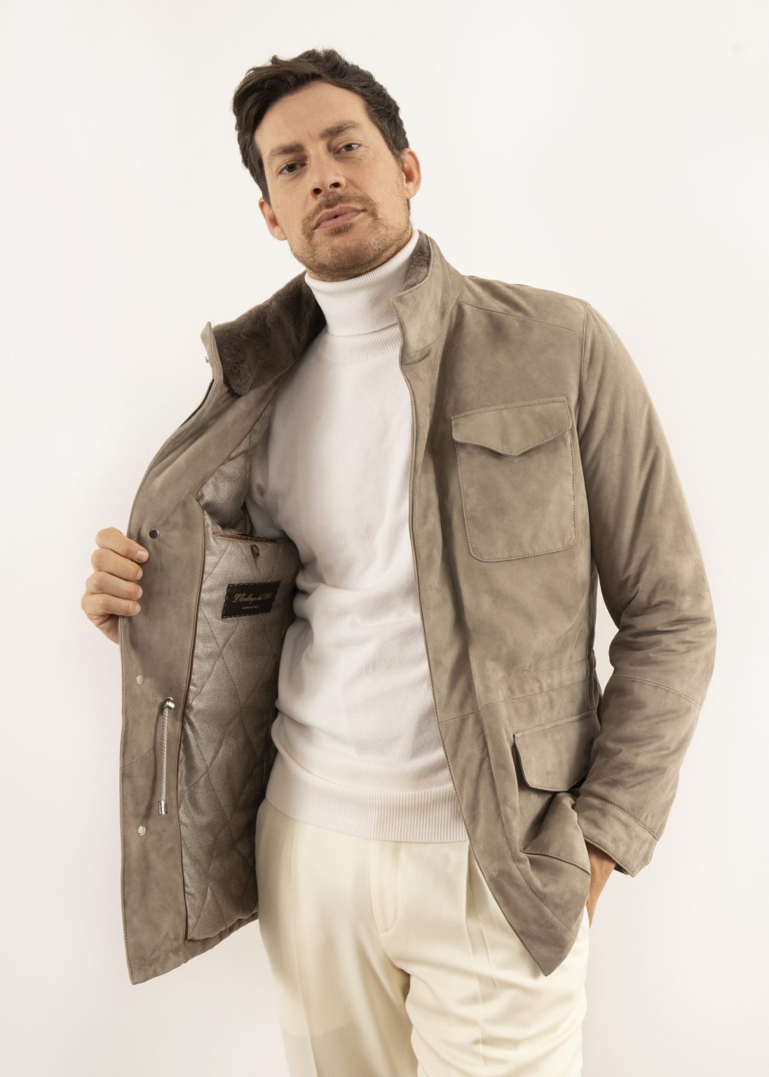 Capra Suede 3/4 Jacket – Taupe