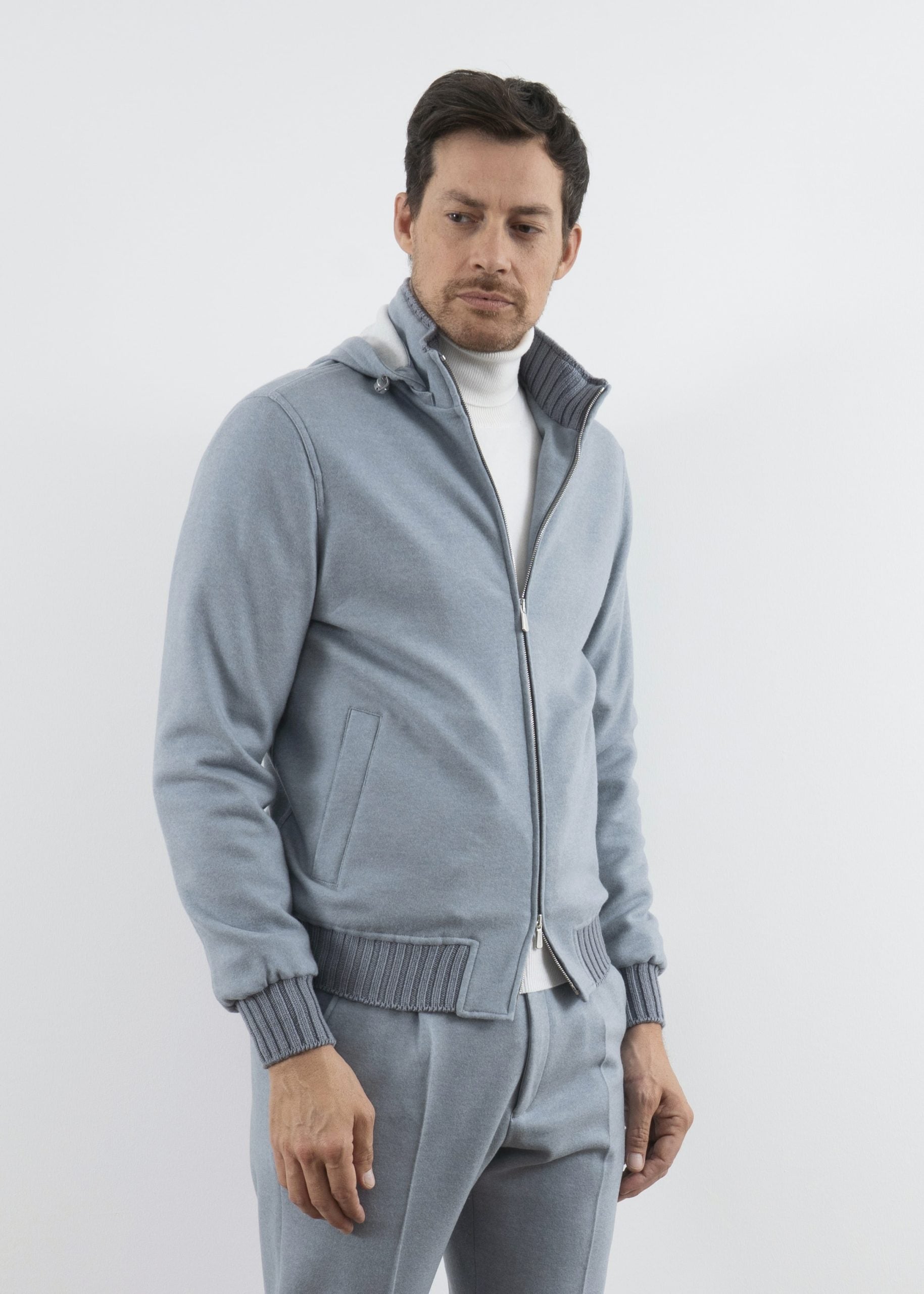 Cashmere Sport Bomber - Azzuro