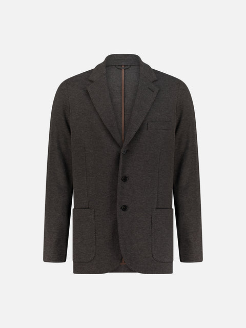 Soft Tailored Wool & Cotton Blazer- Dark Brown