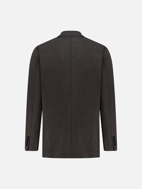 Soft Tailored Wool & Cotton Blazer- Dark Brown
