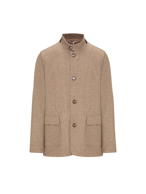 Cashmere Blend Blazer with Detachable Front — Sesame