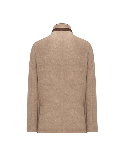 Cashmere Blend Blazer with Detachable Front — Sesame