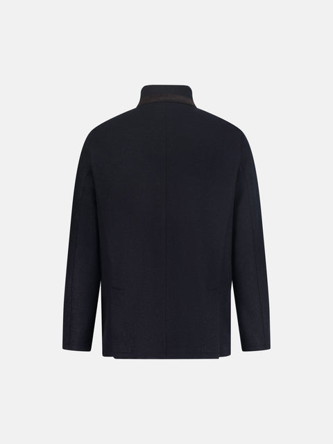 Mandelli Cashmere Blend Blazer with Detachable Front — Midnight Navy, view 3