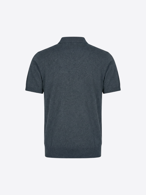 Silk & Cotton Knitted Polo without Buttons – Blue