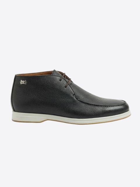 Grained Leather Lace-Up Shoes – Black