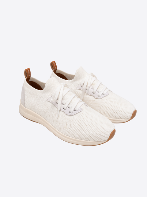 Cotton Blend Knit Sneakers – Off White