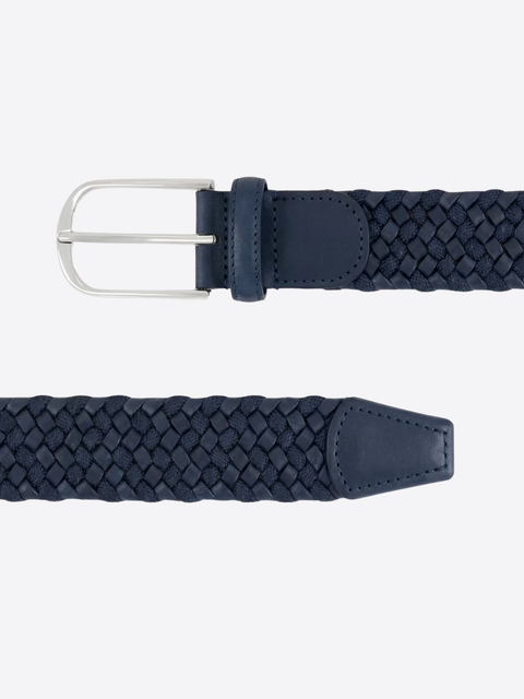 Braided Taurus Leather Belt – Navy
