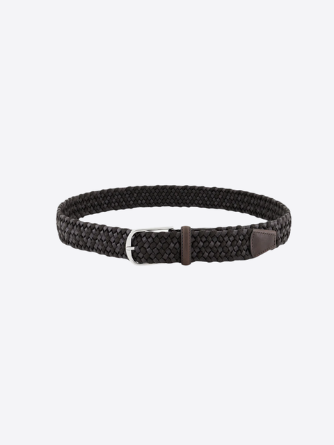 Braided Taurus Leather Belt – Dark Brown