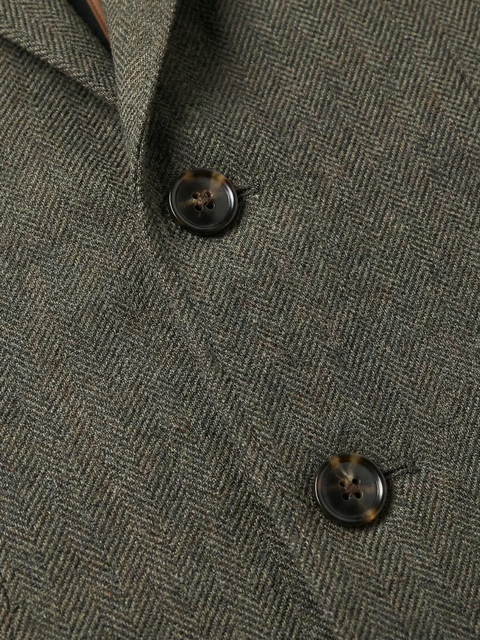 Soft Tailored Wool & Cotton Blazer- Military Green