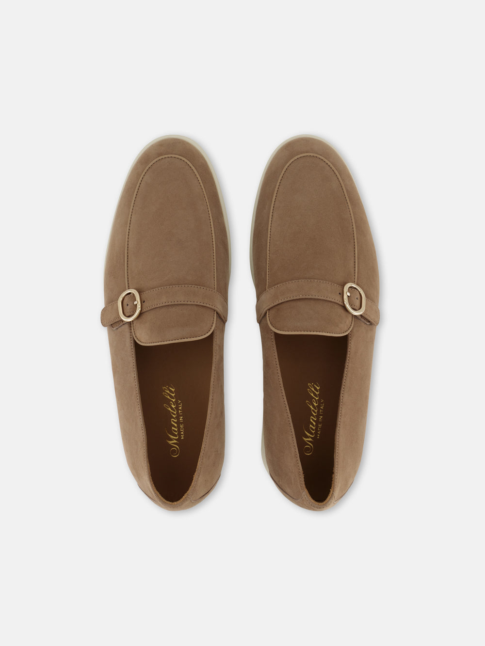 Gold Buckle Suede Loafers