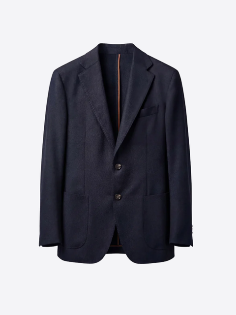 Soft Tailored Wool & Cashmere Blazer- Navy Blue