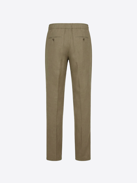 Linen & Cotton Drawstring Trousers in Mink