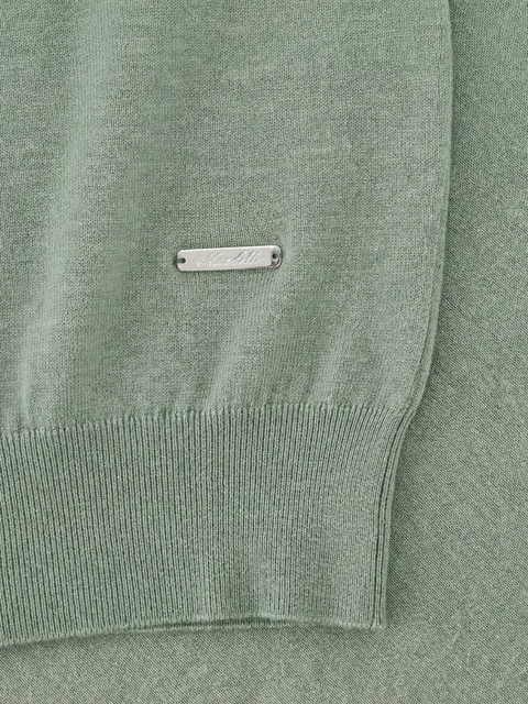 Knitted Round-Neck Sweater in Pure Wool – Military Green