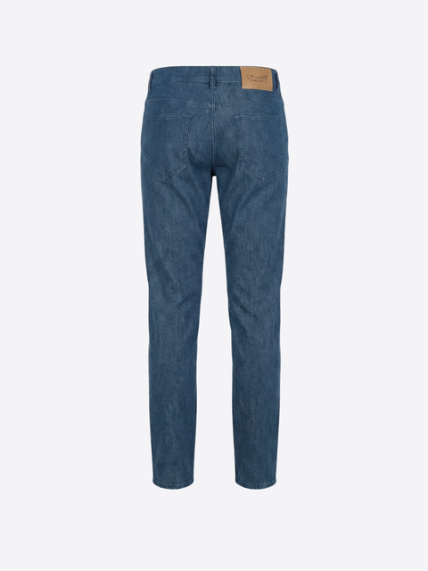 Stretch Cotton Denim Trousers – Blue