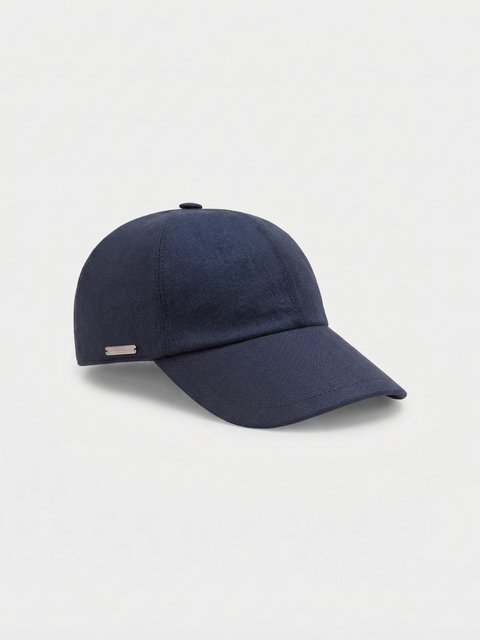 Virgin Wool, Silk & Linen Baseball Cap - Blue