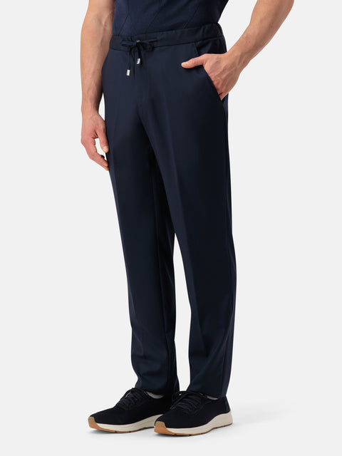Pure Wool Jogging Trousers -Deep Blue