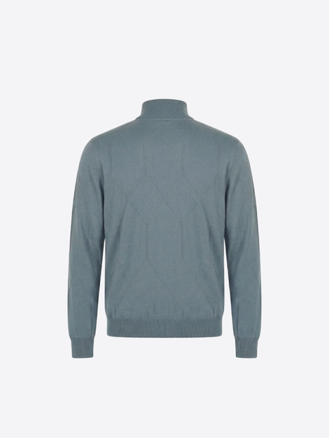 Knitted High-Neck Sweater in Pure Wool – Deep Grey