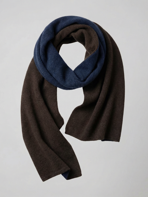 Pure Cashmere Reversible Scarf – Dark Brown