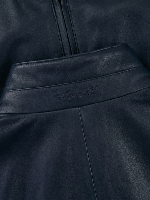 Leather Blouson Jacket – Navy Blue