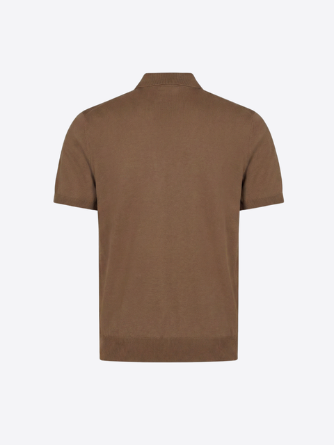 Silk & Cotton Knitted Polo with Zip – Honey