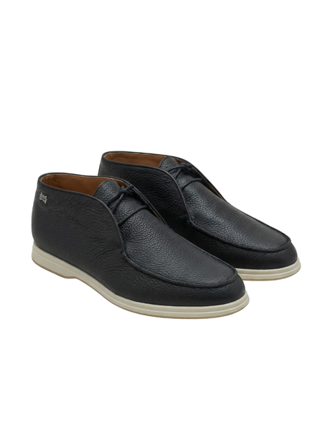 Grained Leather Lace-Up Shoes – Black