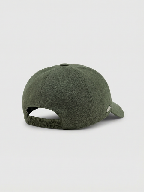 Virgin Wool, Silk & Linen Cap- Military Green